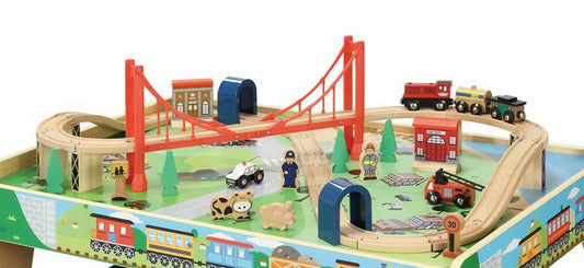 50 pc Wood Toy Train Table Set Wooden BRIO Thomas & Friends Compatible