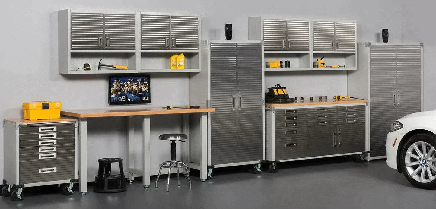 11 Drawer Tool Storage Chest Cabinet Wood Top Workbench Mobile Rolling 2 Door