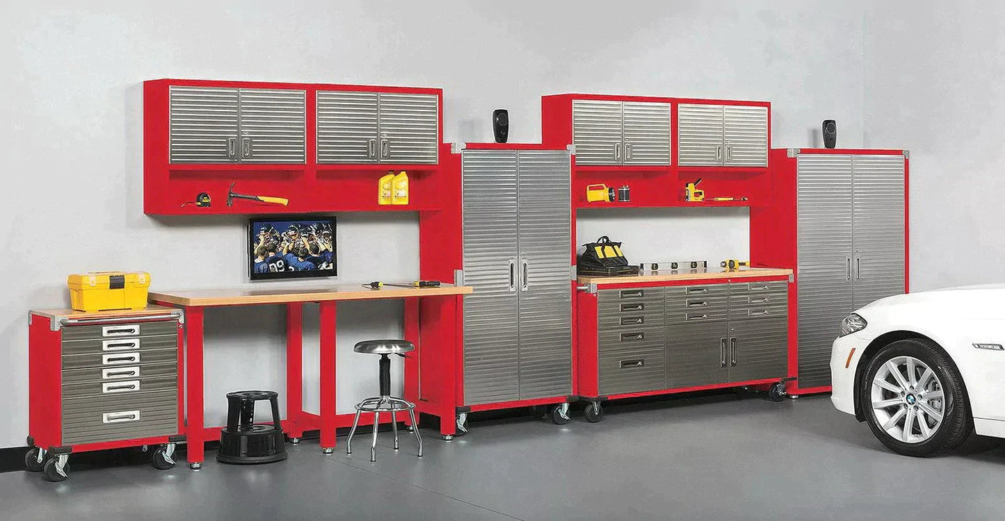 11 Drawer Tool Storage Chest Cabinet Wood Top Workbench Mobile Rolling 2 Door