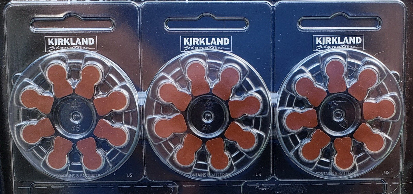 Kirkland Hearing Aid Battery Size 10 13 312 or 675 Zinc-Air Premium Batteries