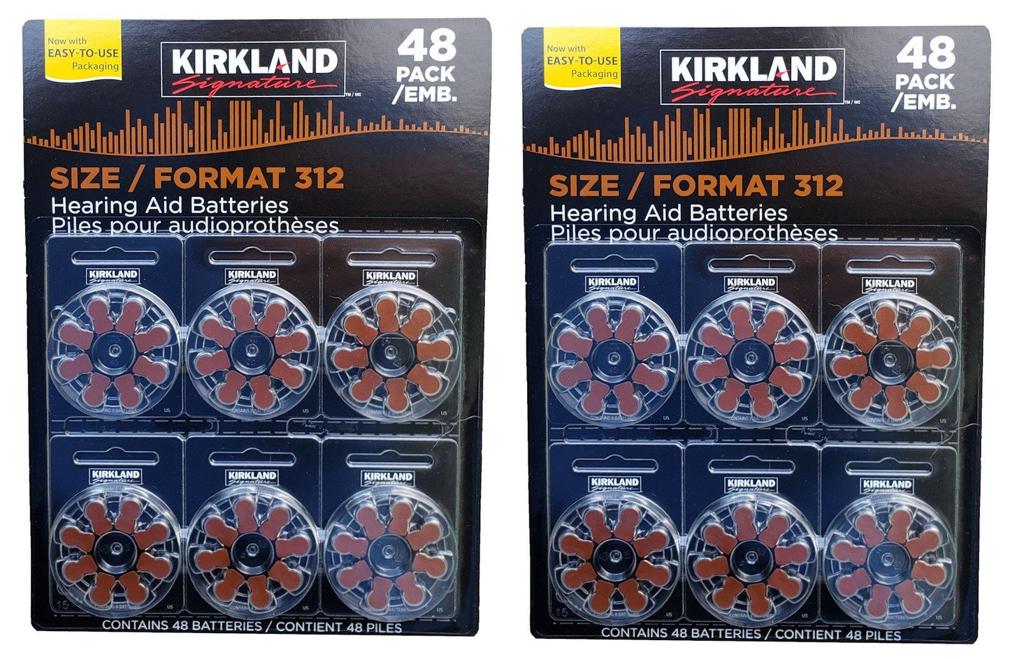 Kirkland Hearing Aid Battery Size 10 13 312 or 675 Zinc-Air Premium Batteries