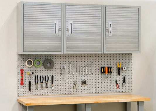 Metal Locking Wall Cabinet Tool Shop Garage Storage Shelf Heavy-Duty Steel