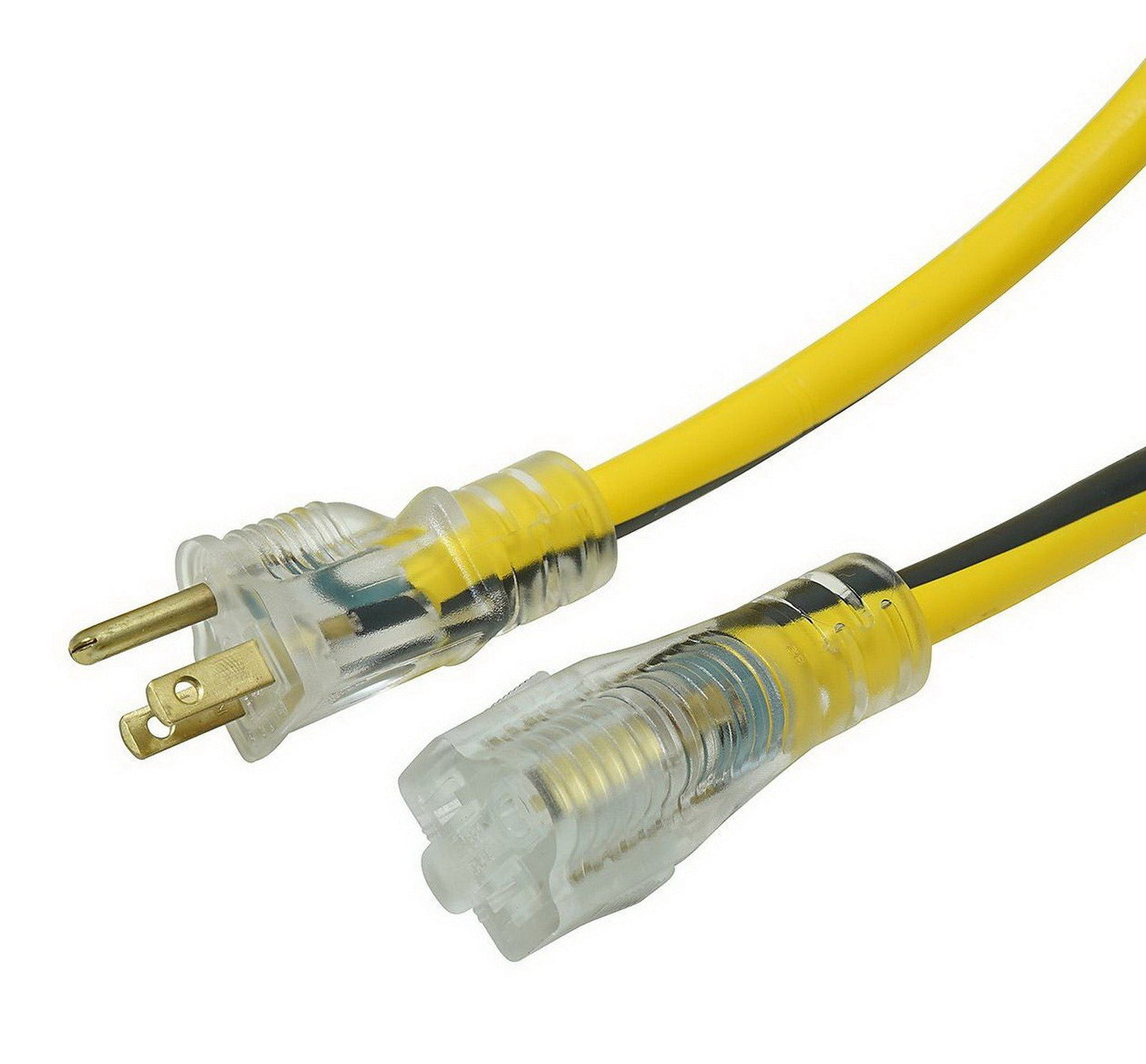100' Outdoor Extension Cord Lighted Ends Yellow Jacket 15 Amp