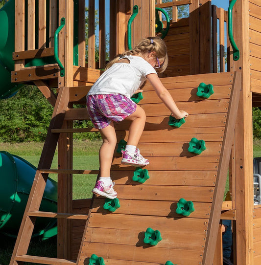 Large Cedar Wood Playground Swing Set Play Set 2 Slides Clubhouse