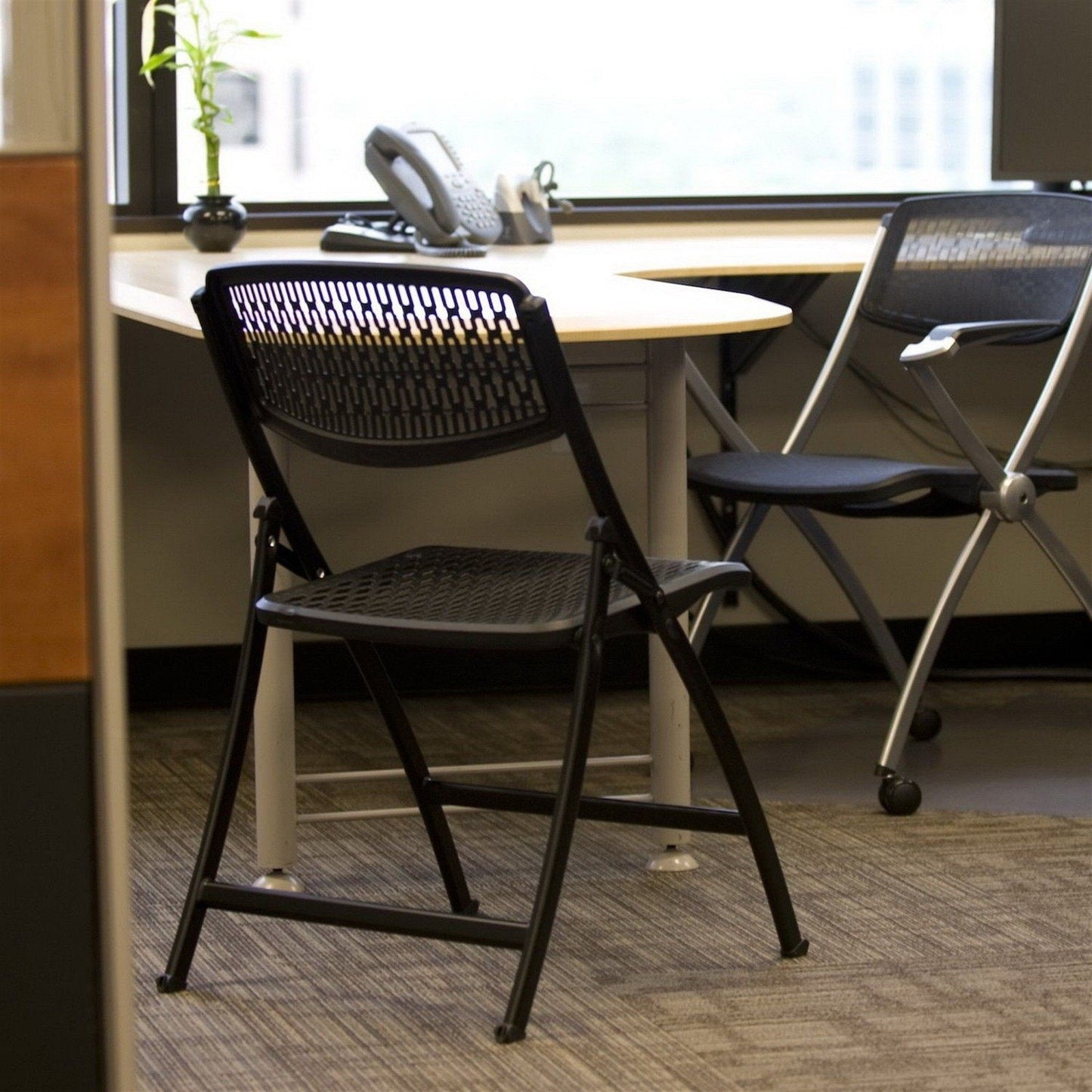 Black Folding Chairs Fold Up Ventilated Plastic Seat 4 or 40 pack Mity Lite Flex