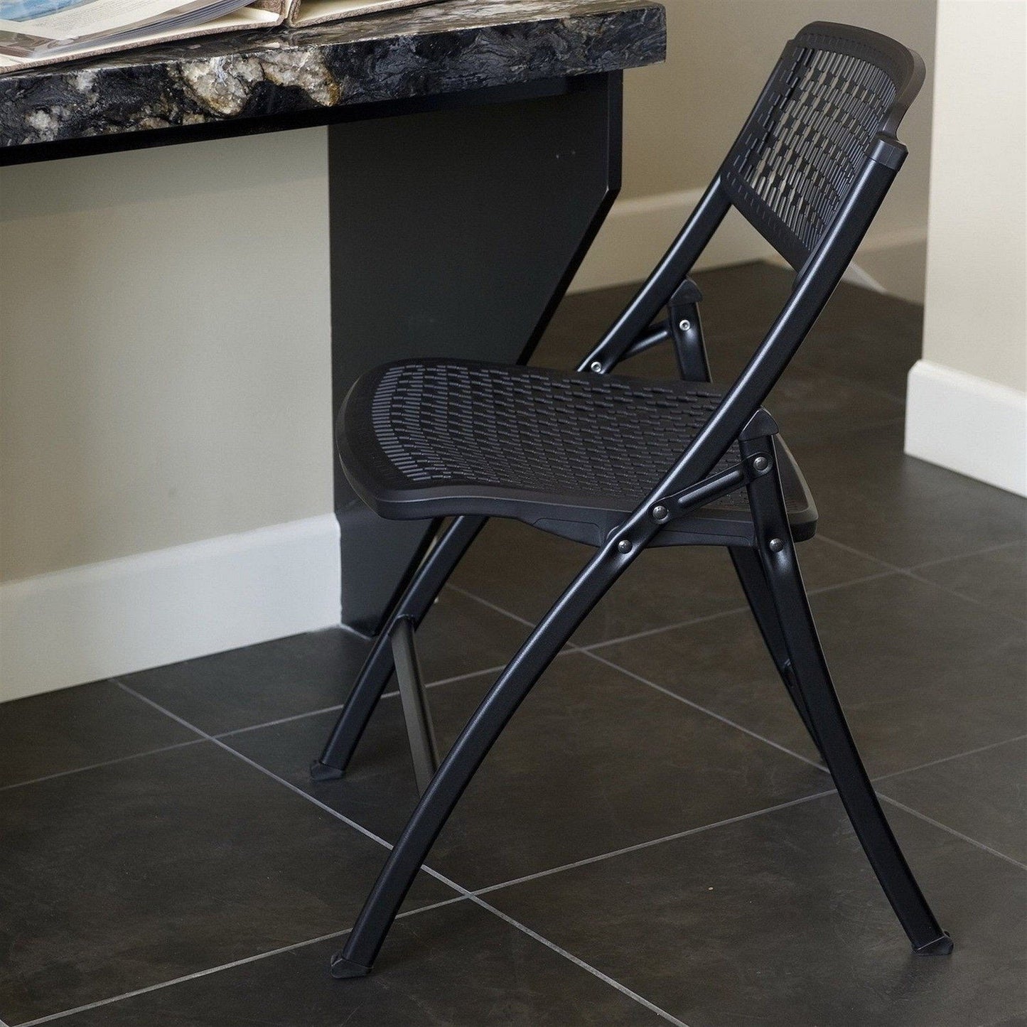 Black Folding Chairs Fold Up Ventilated Plastic Seat 4 or 40 pack Mity Lite Flex