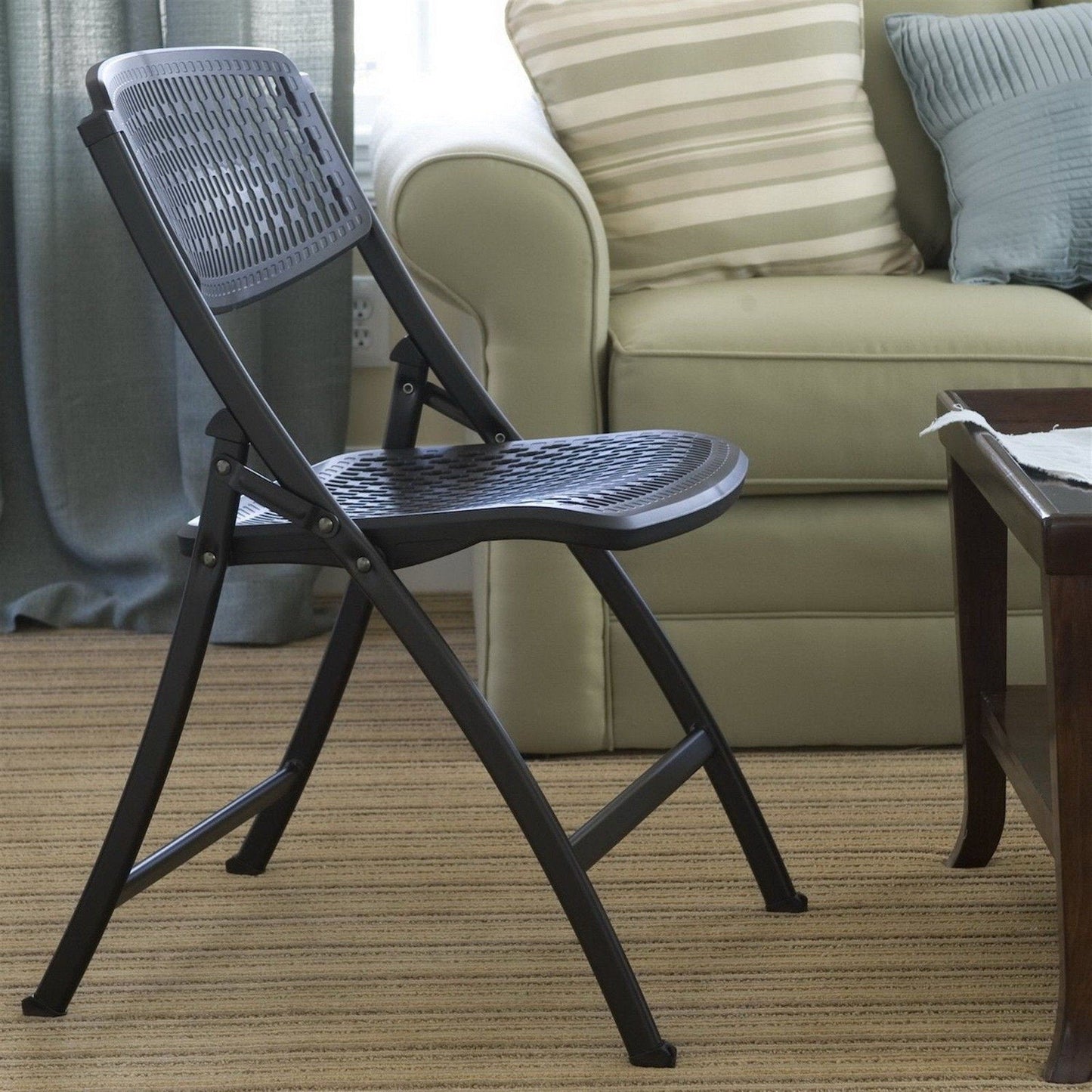 Black Folding Chairs Fold Up Ventilated Plastic Seat 4 or 40 pack Mity Lite Flex