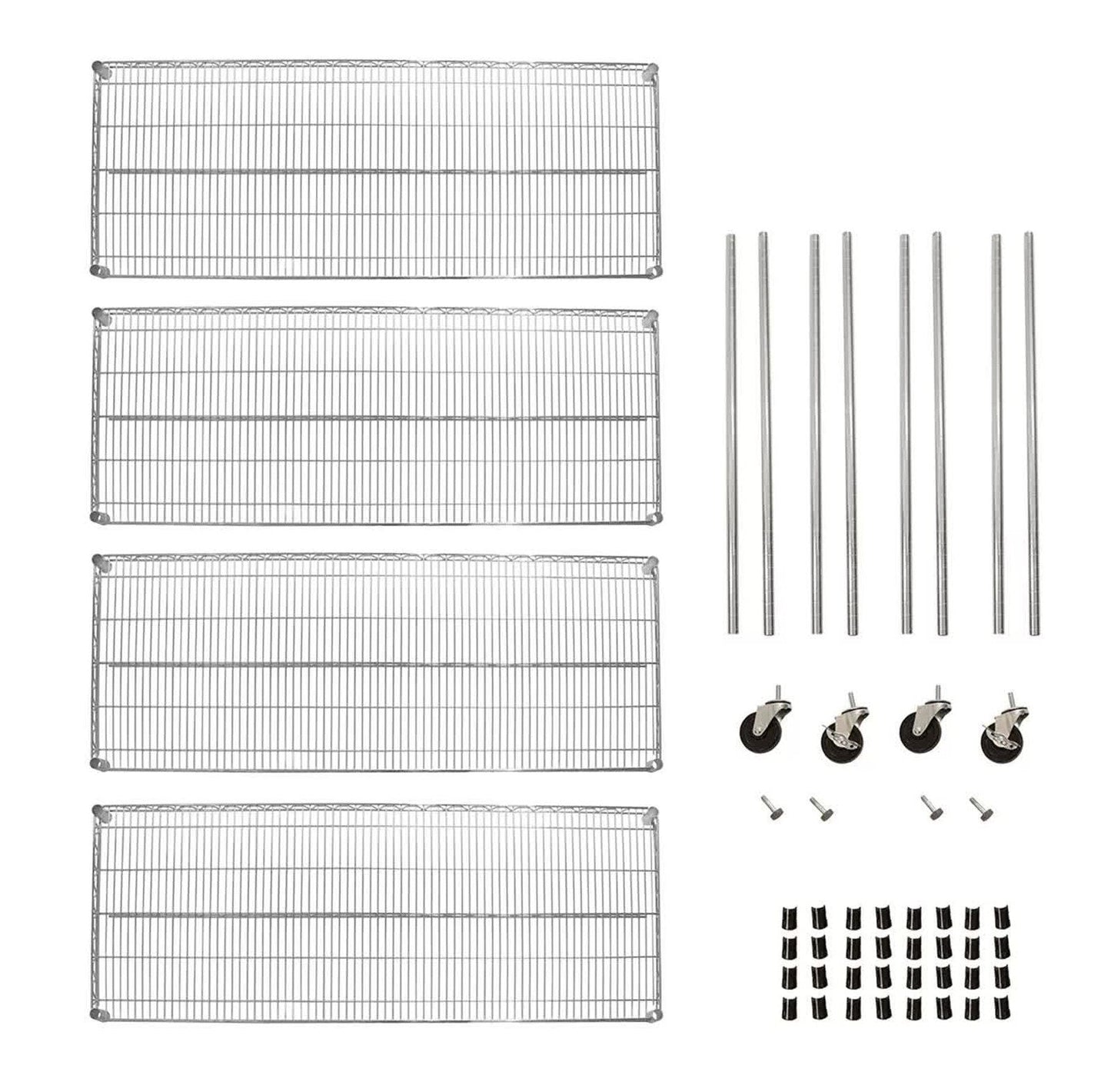 Huge Metal Storage Rack Shelves 4 Tier NSF Steel Wire Shelving 60" x 24" x 76"