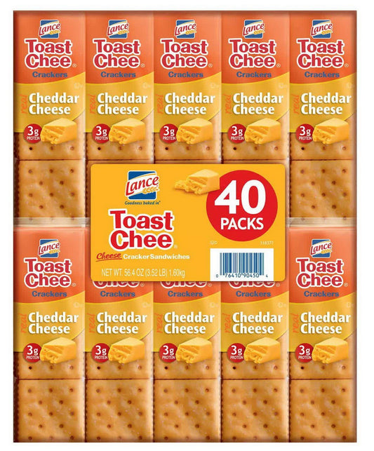 Two 40 Packs Lance Lance ToastChee Cheddar Cheese Crackers Snacks