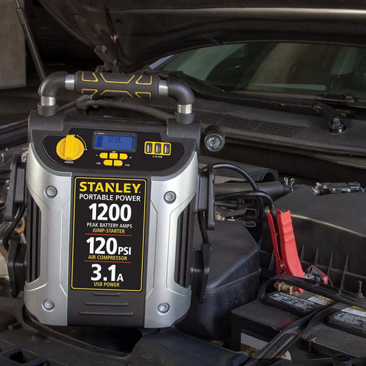 Stanley Jump Starter Power Station plus 120 PSI Air Compressor Pump 1200 Amp