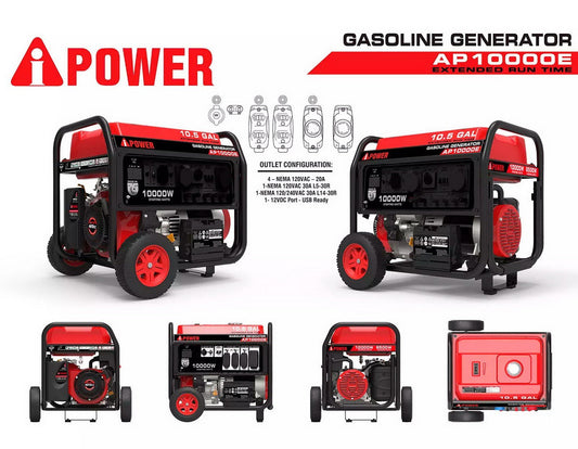 A-iPower Portable Generator Gas Powered Electric Start 10,000 Watt