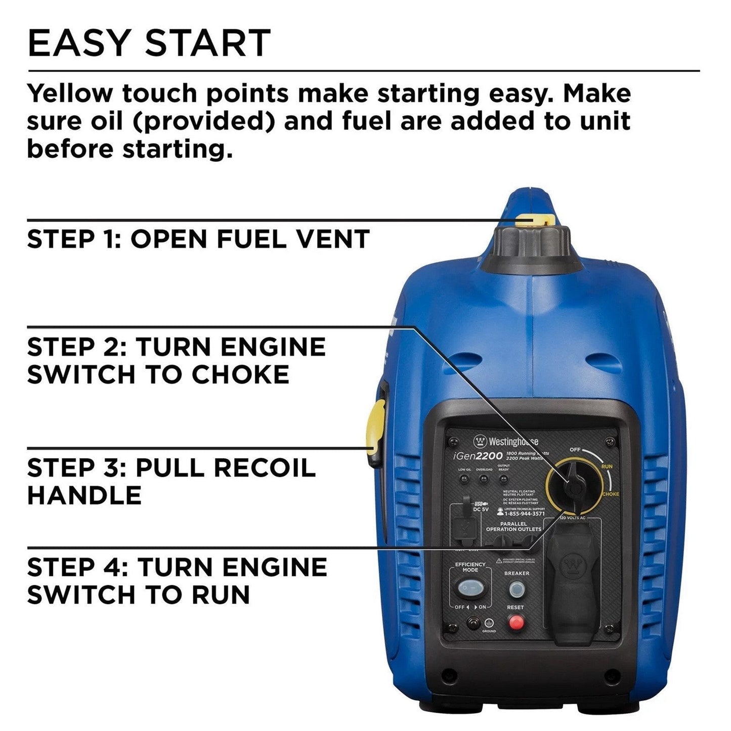 Westinghouse 2,200 Watt Gas Powered Inverter Power Generator Portable iGen2200