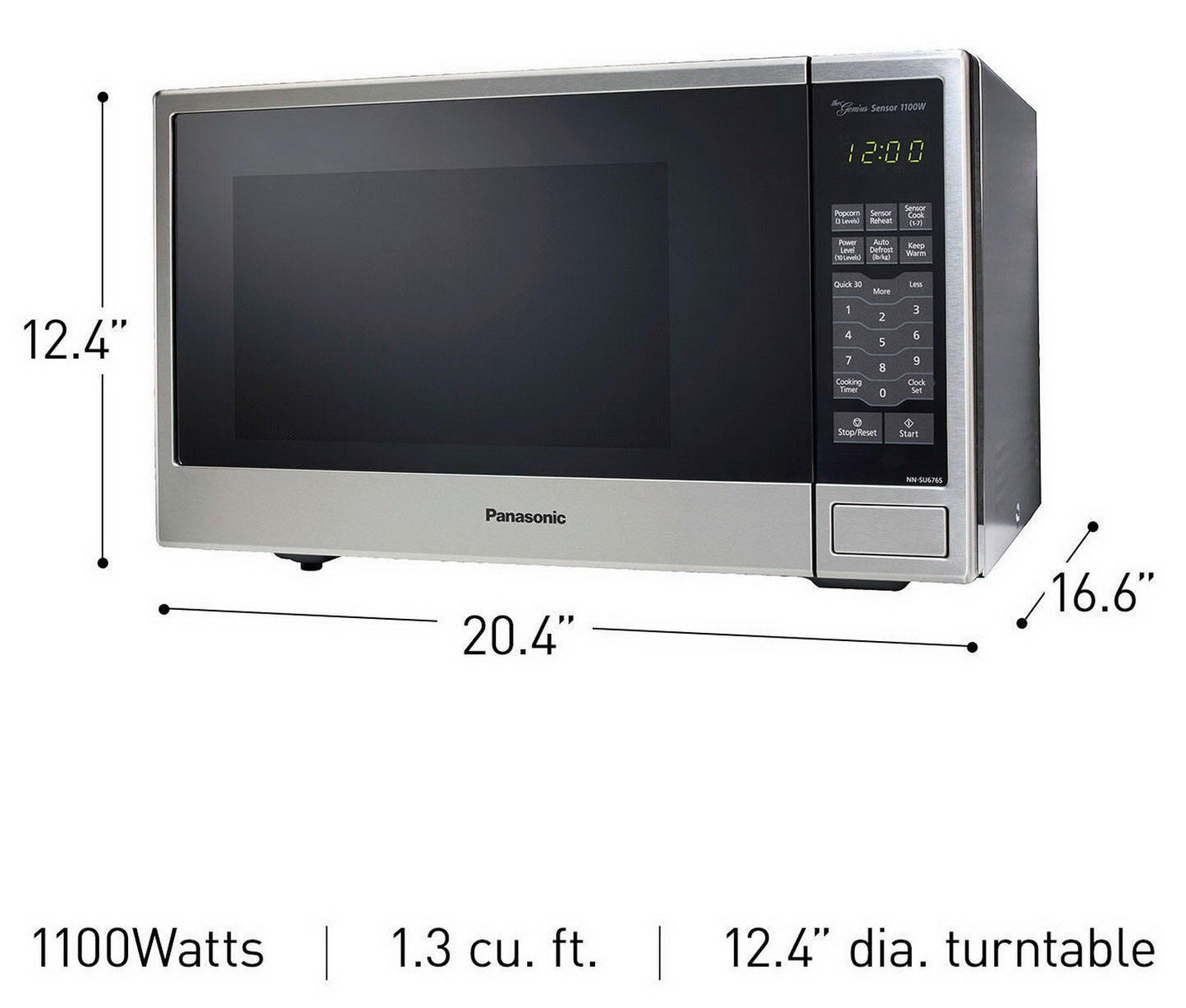 Panasonic 1.3 cu ft Microwave Oven 1100 Watts Stainless Steel 12.4" Turntable