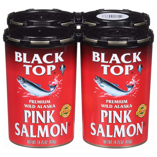 Black Top Premium Wild Alaska Pink Salmon Canned 4 8 or 12 Pack of 14.75 oz Cans