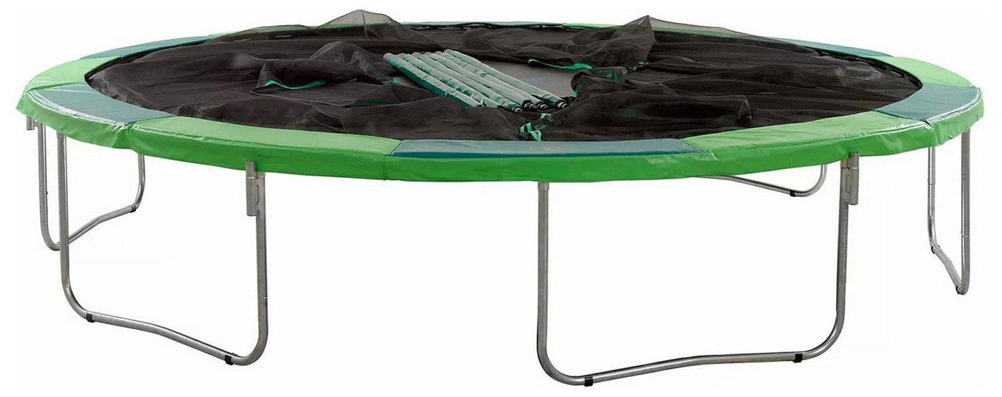 Upper Bounce 15' Round Trampoline & Mesh Safety Wall Enclosure Set Steel Frame