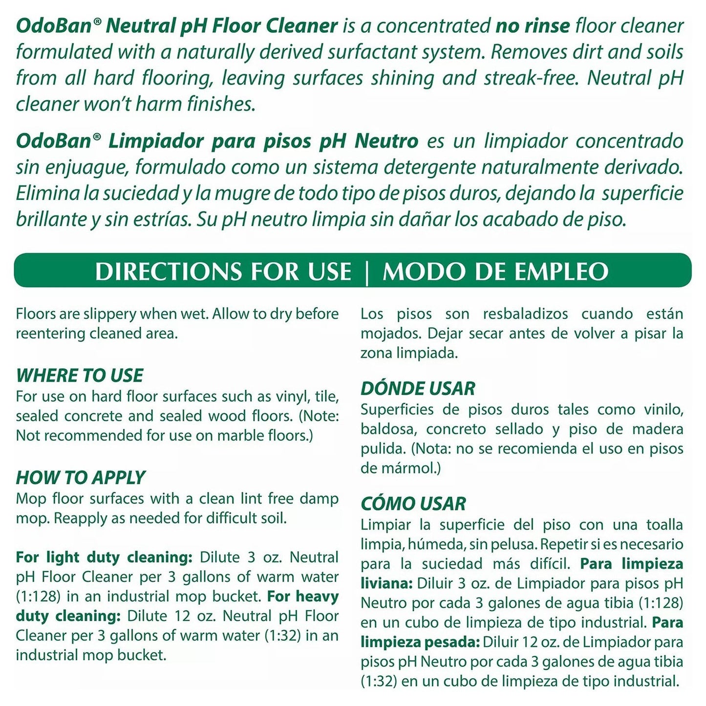 OdoBan Floor Cleaner Neutral pH Floor Cleaner 4 pack of 1 Gallon
