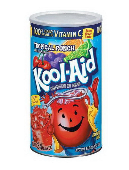 2 4 or 6 Cans 34 Qt Kool-Aid Tropical Punch Drink Mix Sugar Sweetened Kool Aid
