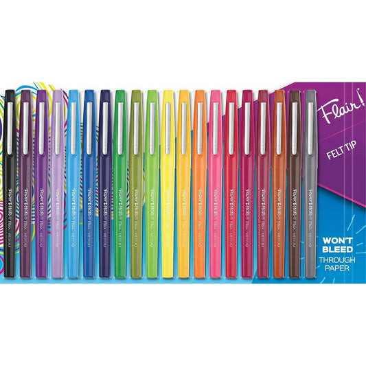 Pack of 20 Paper Mate Flair Felt Tip Pens Assorted Colors PaperMate