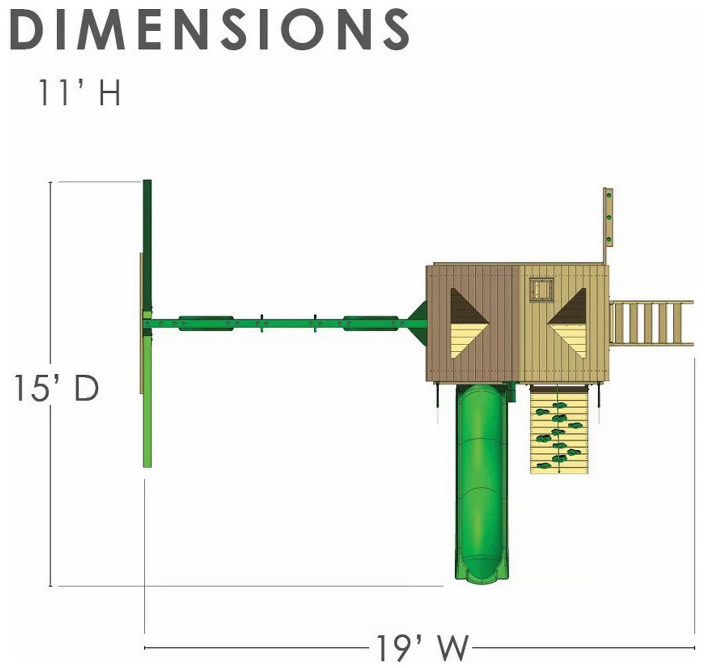 Giant Cedar Wood Playground Play Set Swing Slide Clubhouse Rock Wall