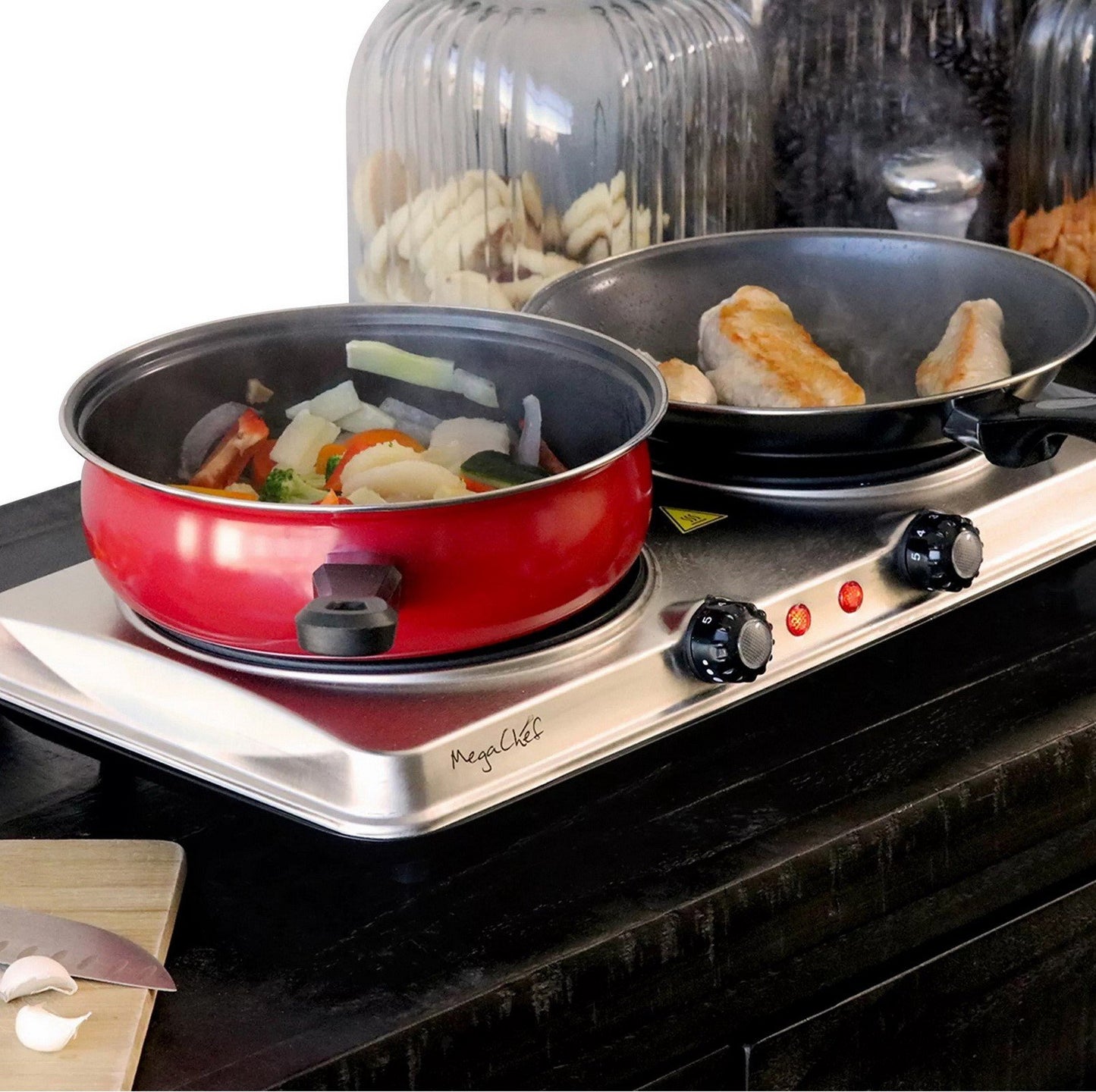 MegaChef Portable Heavy Duty Dual Infrared Burner Cooktop Buffet Range