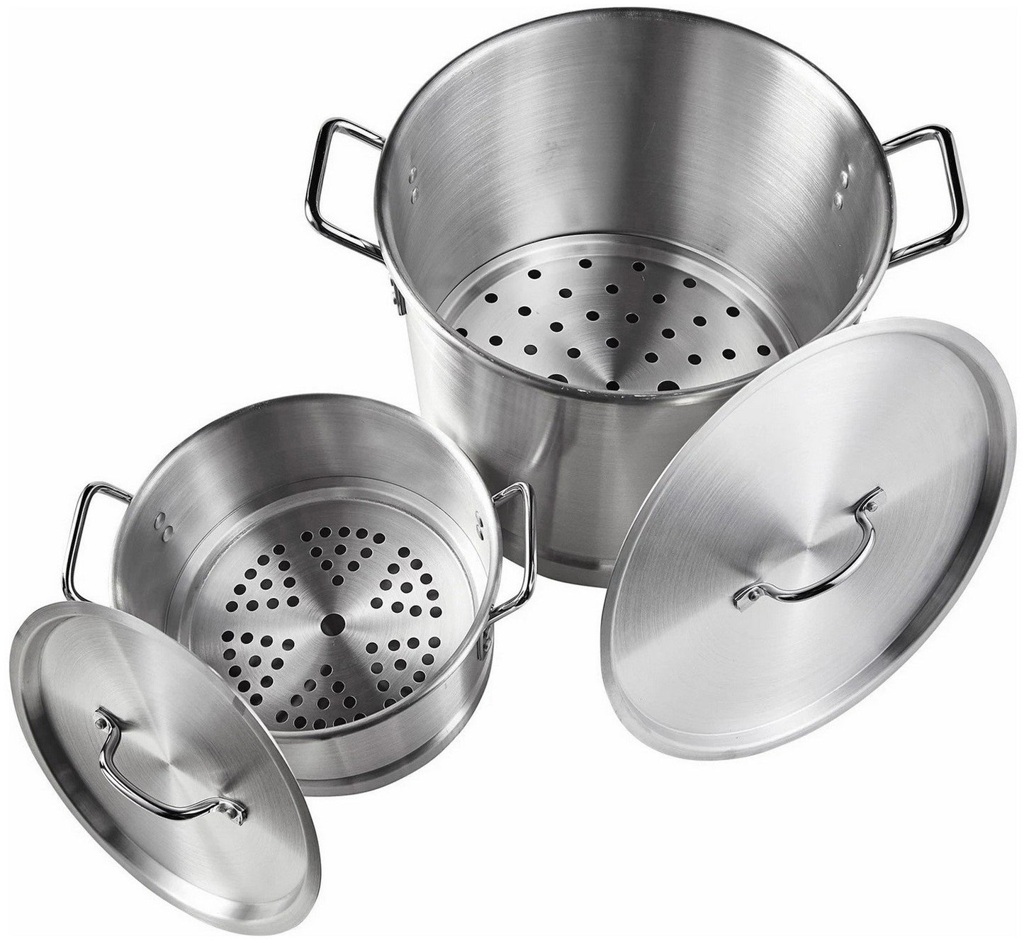 Set of 2 Tamales Steamer Pots 32 qt & 10 qt Stock Pot Removable Steamer Inserts