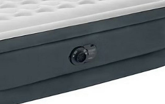 Intex Queen Inflatable Queen Air Bed with Flocked Top Headboard Air Pump Gray