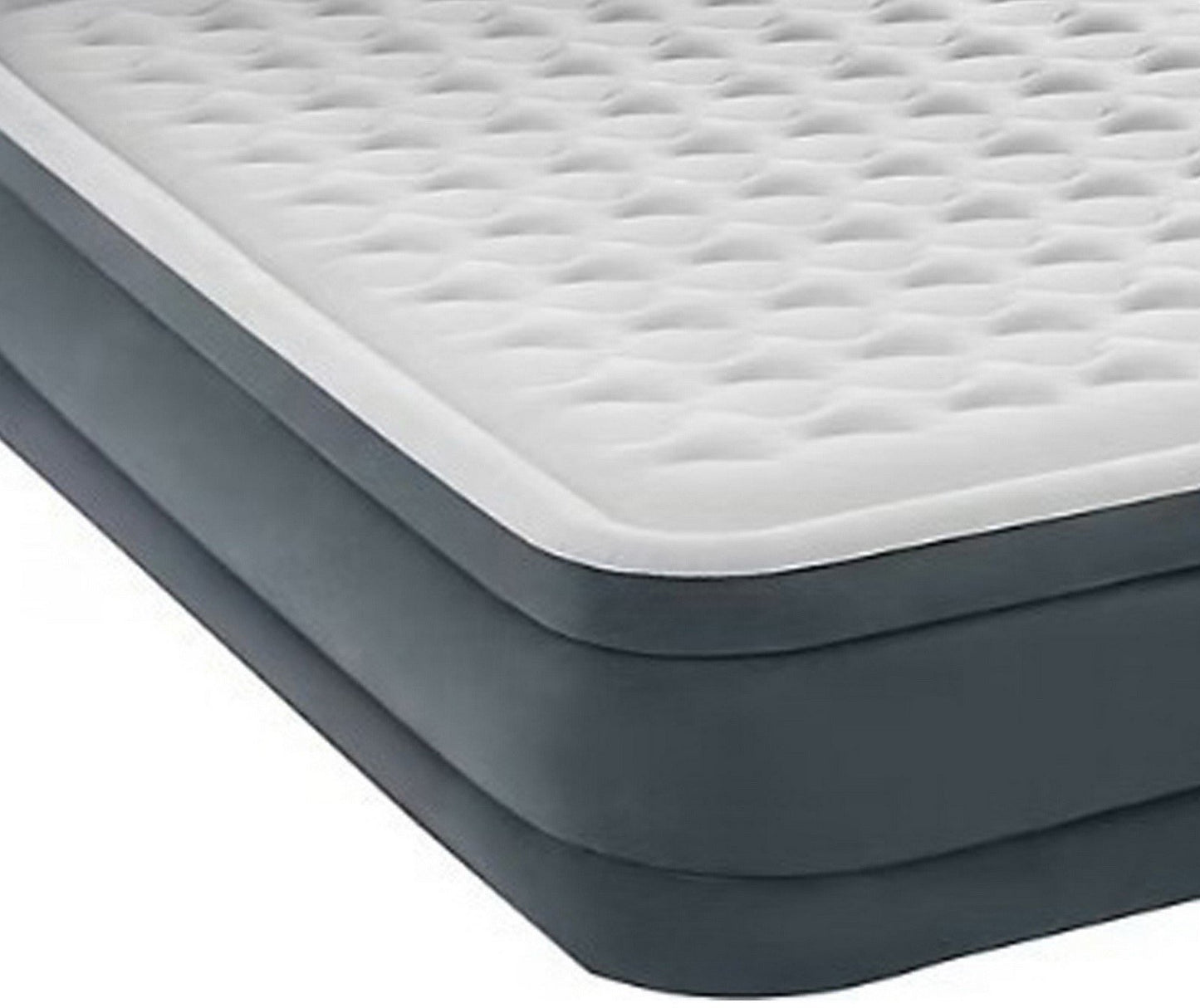 Intex Queen Inflatable Queen Air Bed with Flocked Top Headboard Air Pump Gray