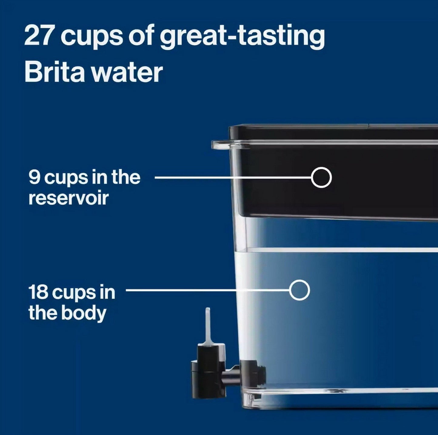 Brita 27 Cup Filtered Water Dispenser with 2 Elite Filters