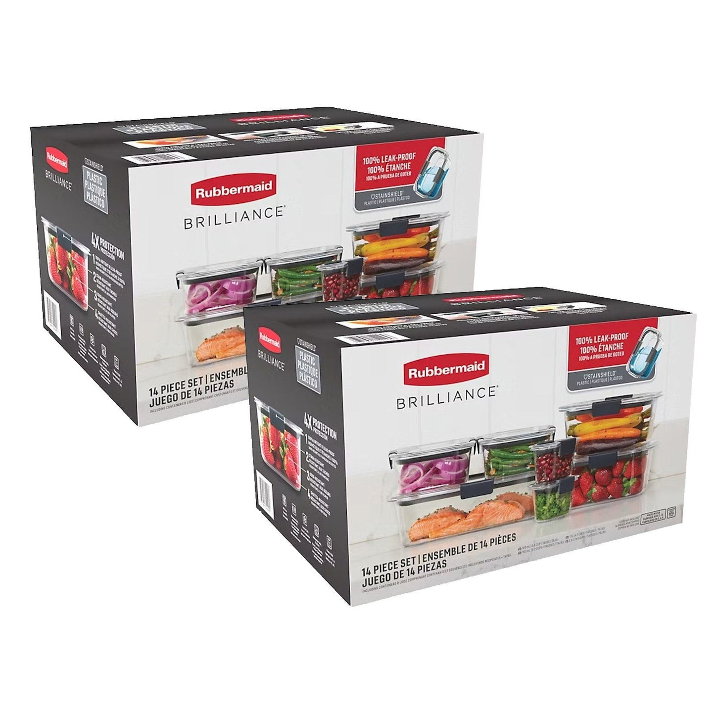 Rubbermaid 14 pc Stain Shield Food Storage Containers Set Clear Plastic Airtight