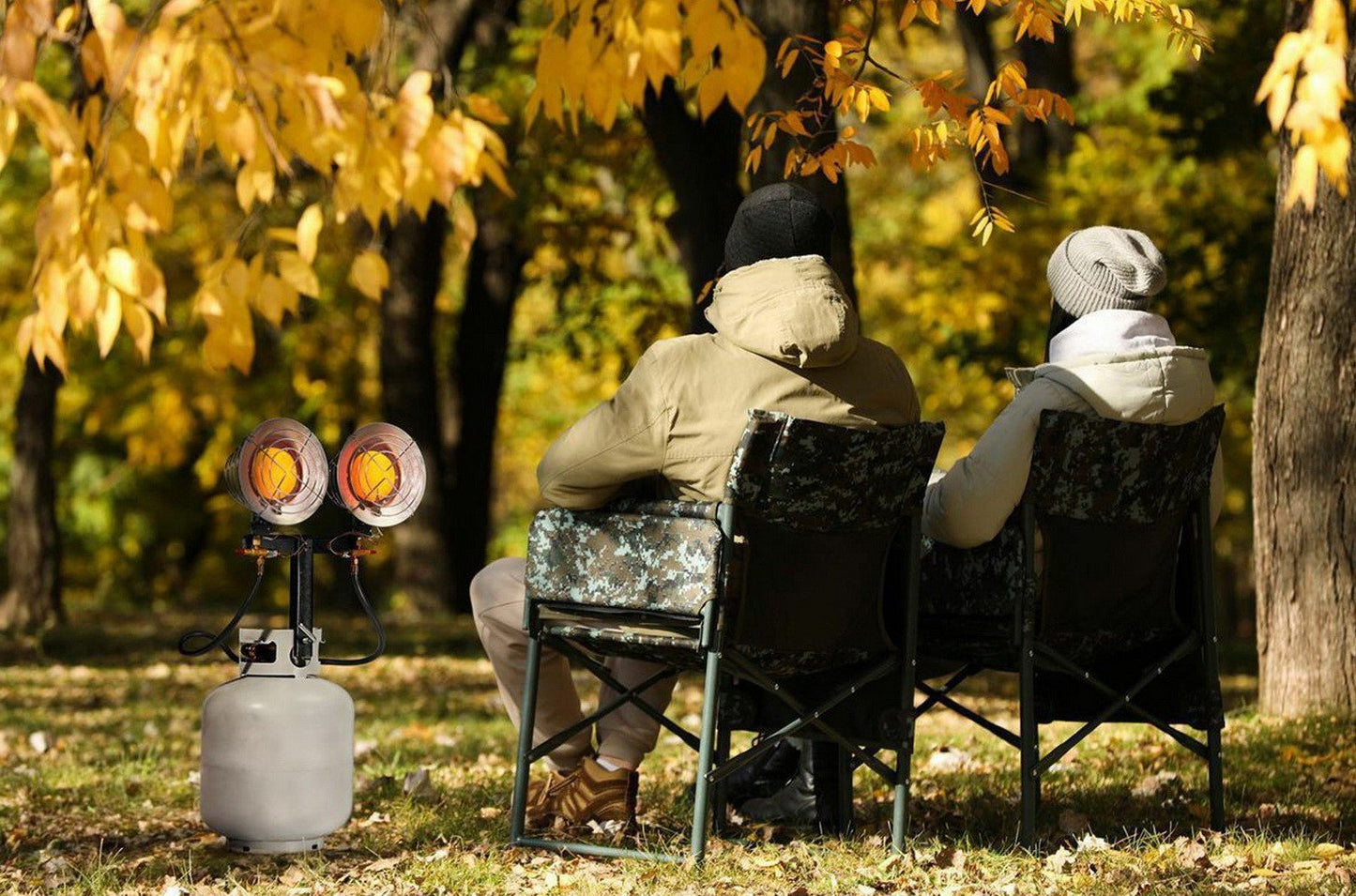 Dual Propane Tank Heater Attachment 30,000 BTU Radiant Outdoor Heat