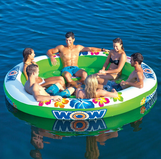 WOW 6 Person Stadium Floating Island Raft Lake River Float 8.5' Round