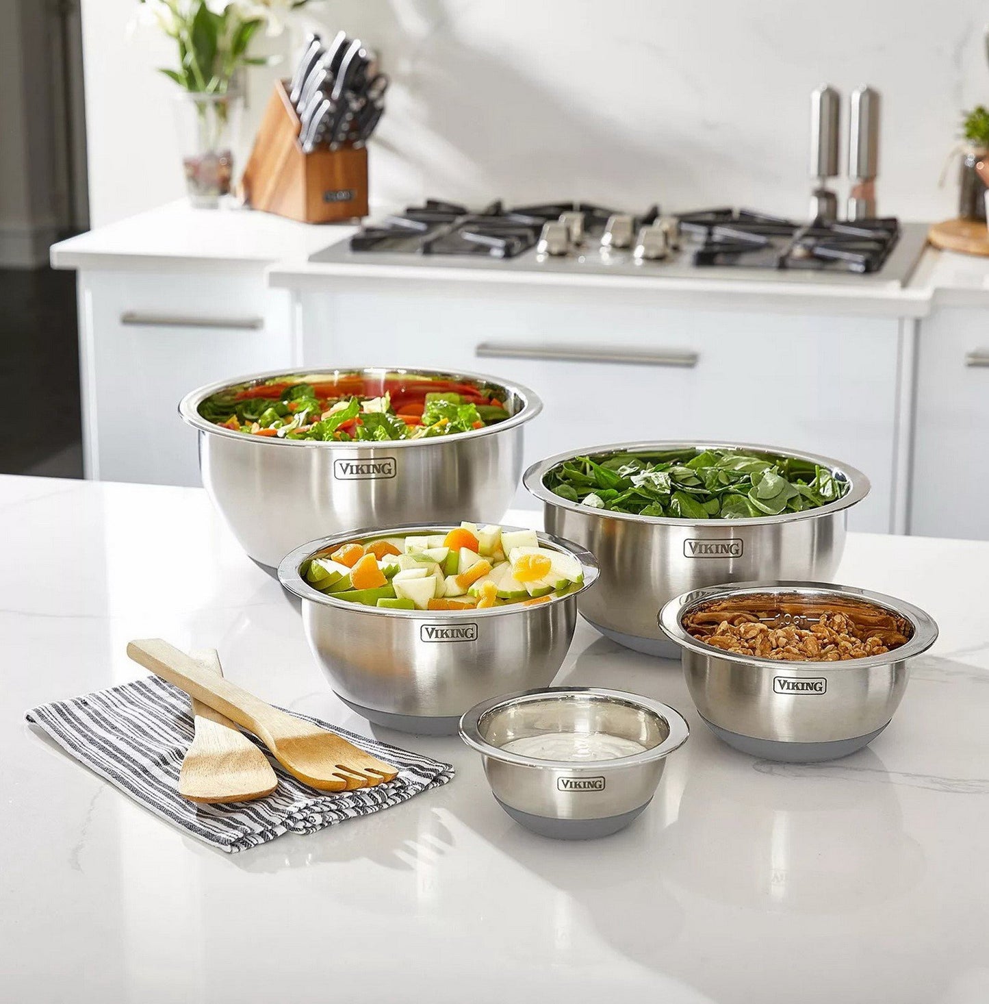 Viking 10-Piece Stainless Steel Lidded Mixing Prep and Serving Bowl Set