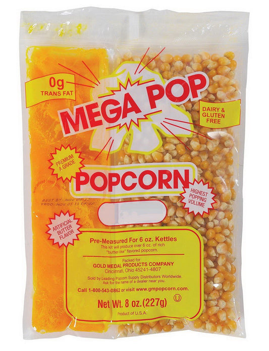 Gold Medal Mega Pop Popcorn Kit Corn Oil & Salt 4 6 8 12 14 16 Ounce oz Kettles