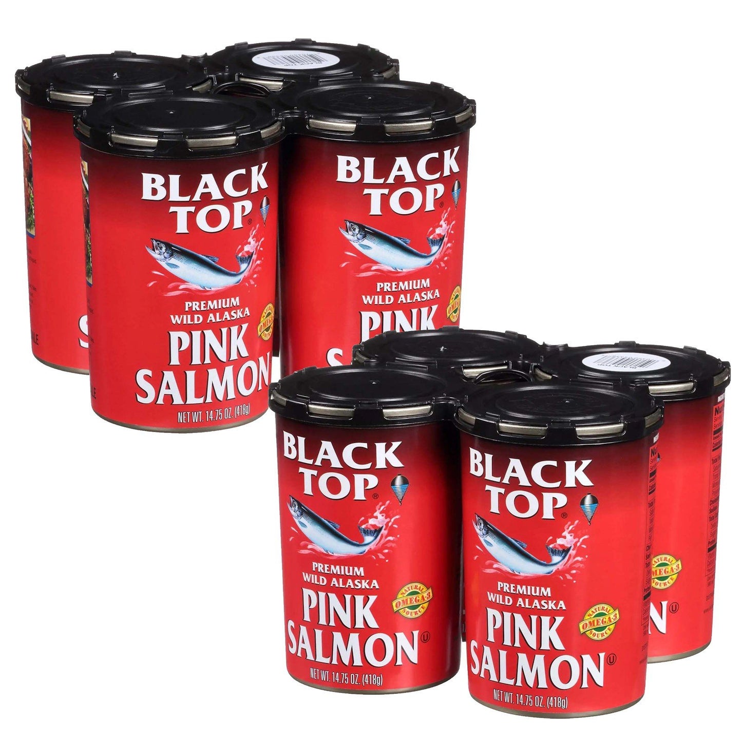 Black Top Premium Wild Alaska Pink Salmon Canned 4 8 or 12 Pack of 14.75 oz Cans