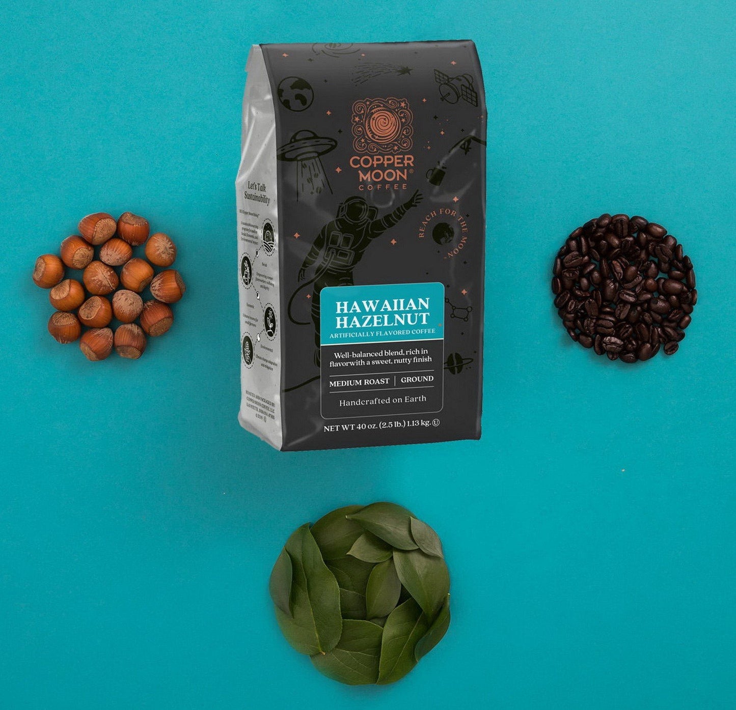Copper Moon Hawaiian Hazelnut Ground Coffee 2.5 lb Medium Roast
