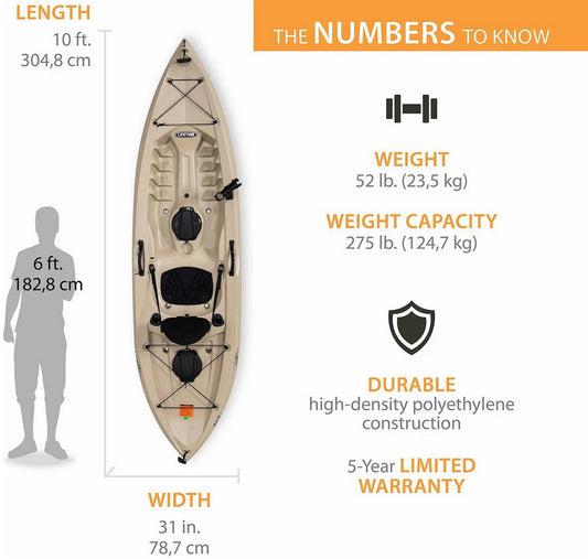 Two 10' Sit On Top Fishing Kayaks Lifetime Tamarack With Paddles
