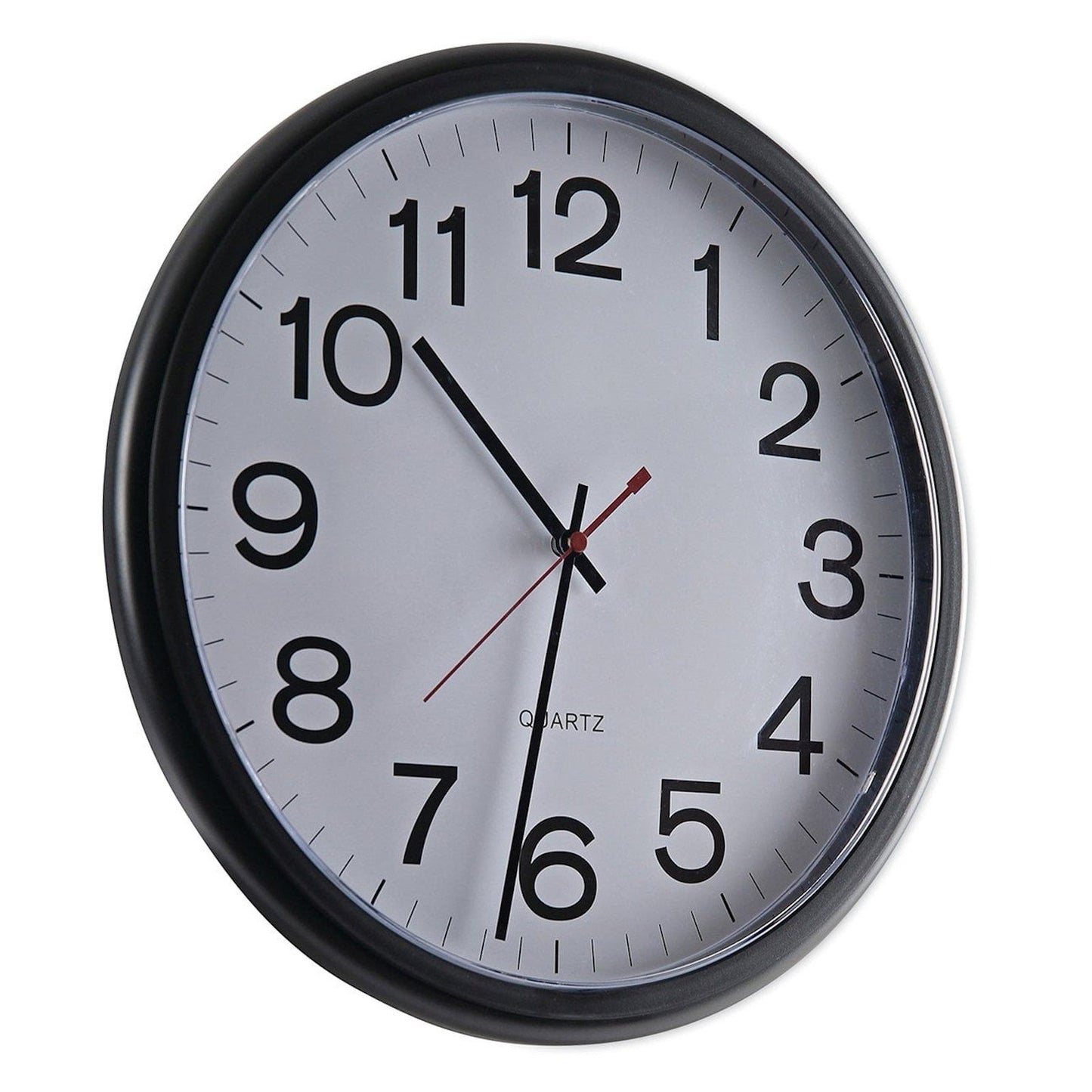 Large Numbers 13.5" Round Wall Office Clock Black Quartz