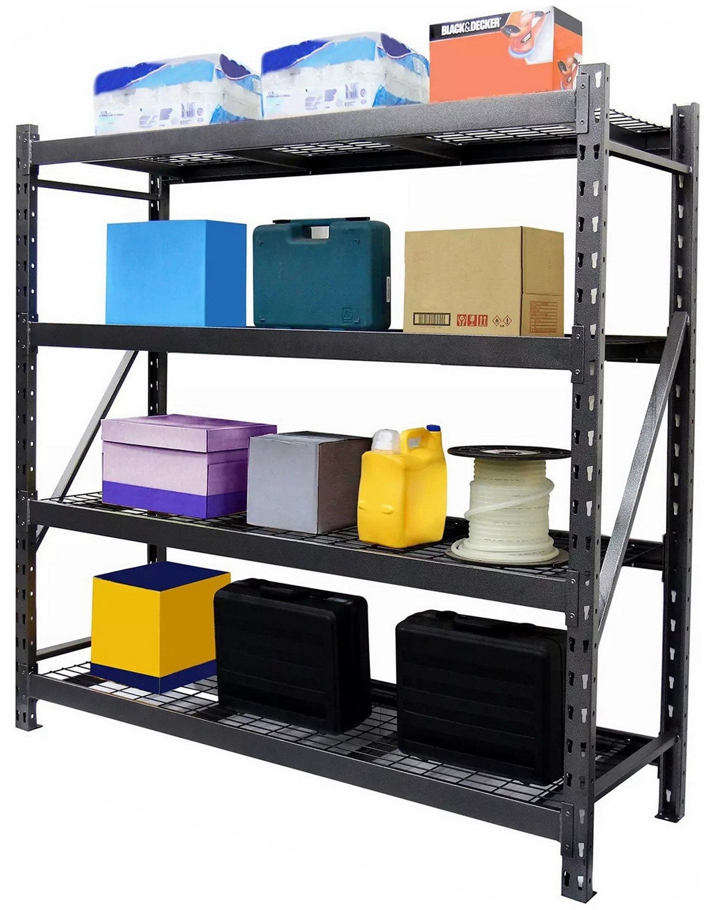 4 Shelf Steel Storage Shelving Rack Heavy Duty 10,000 lb Capacity 77" Wide x 24"
