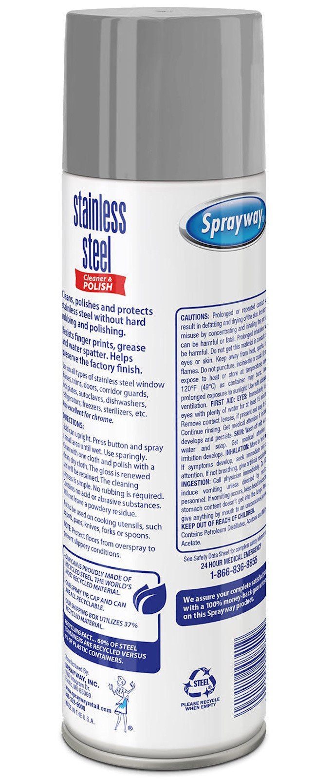 Sprayway Stainless Steel Kitchen Cleaner & Polisher 6 Pack 15 oz Spray Cans NSF