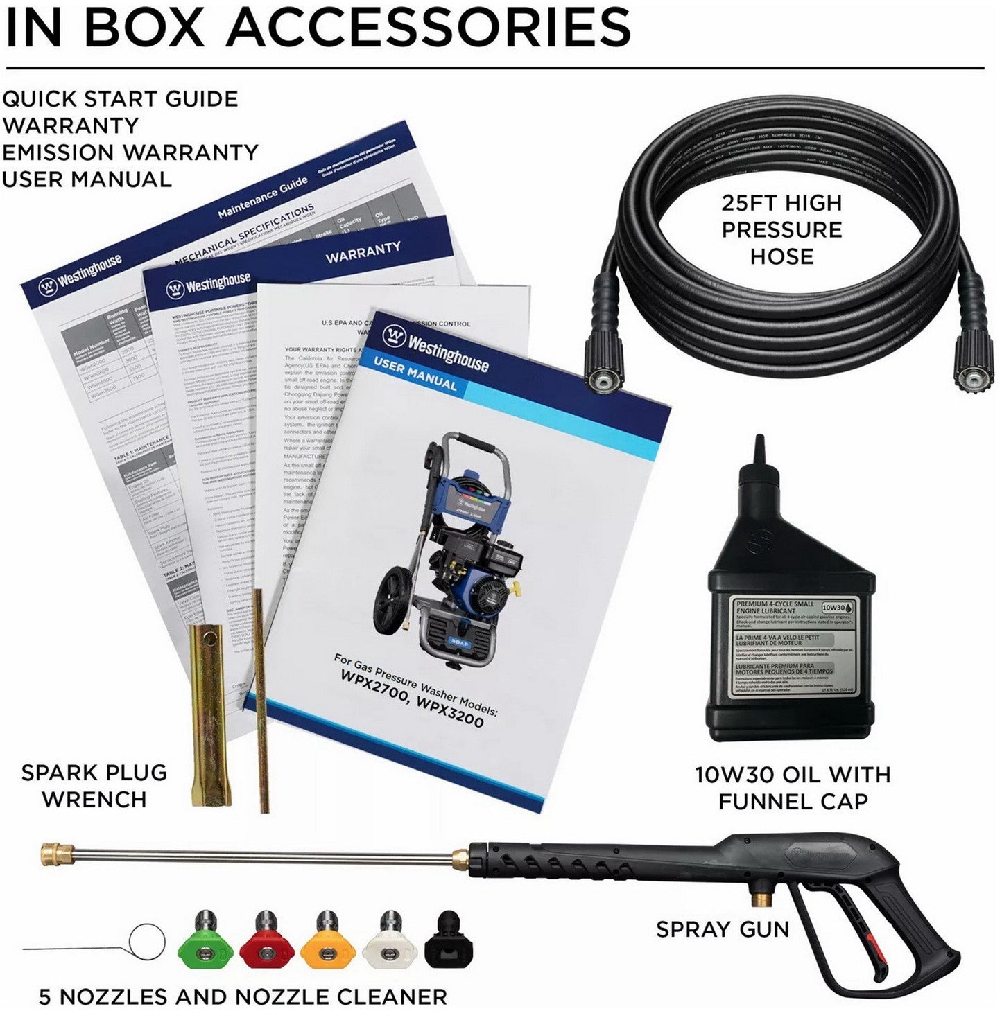 3200 PSI 2.5 GPM Gas Powered Pressure Washer with Soap Tank 5 Quick Connect Tips