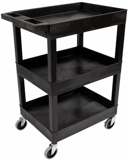 24" x 18" Heavy Duty Utility Cart 3 Deep Tub Shelves Home Garage Office Plastic
