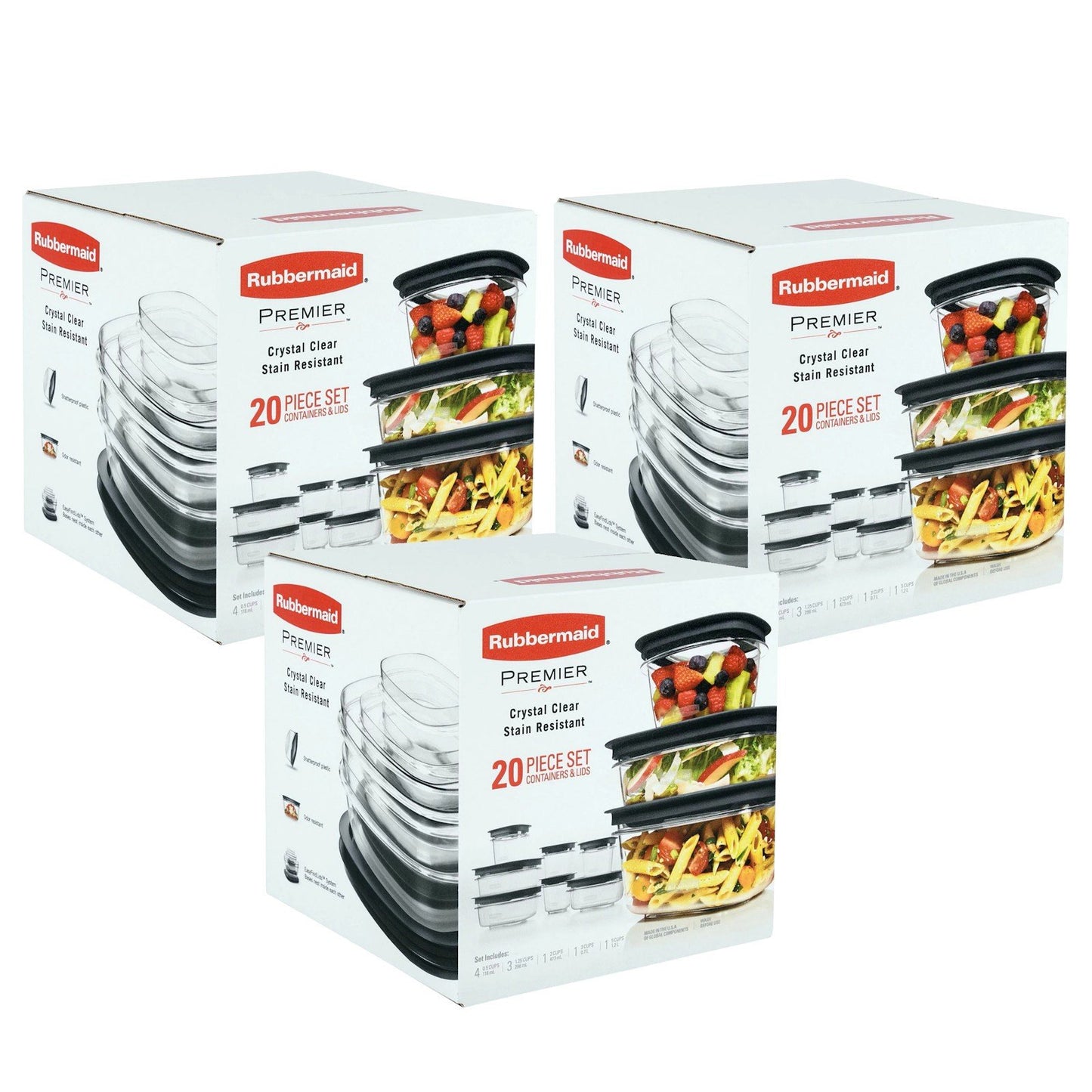 Rubbermaid 20 Piece Food Storage Containers Set Premier Easy Find Lids