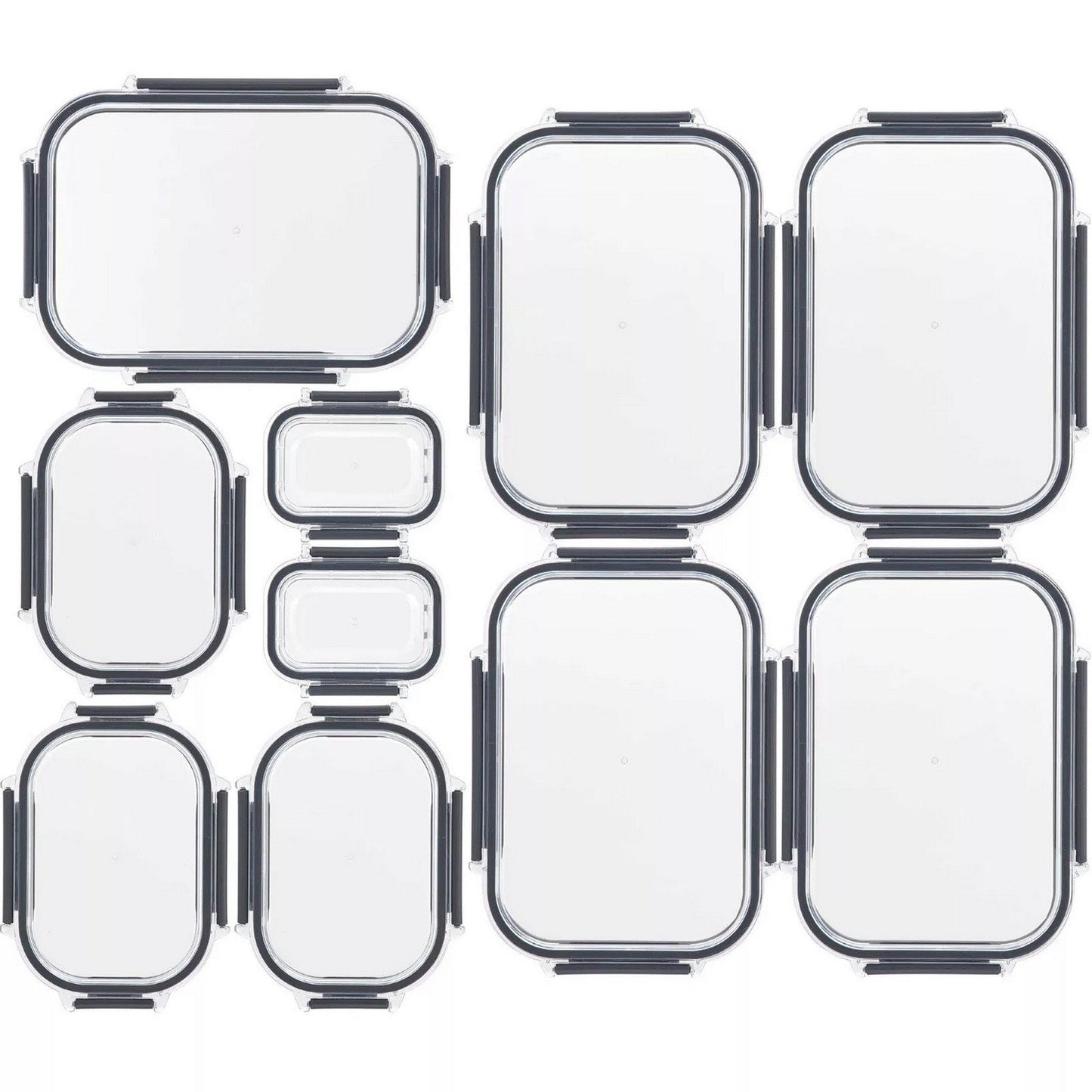 10 pc Airtight Food Storage Containers Set Clear Plastic Pantry Canisters