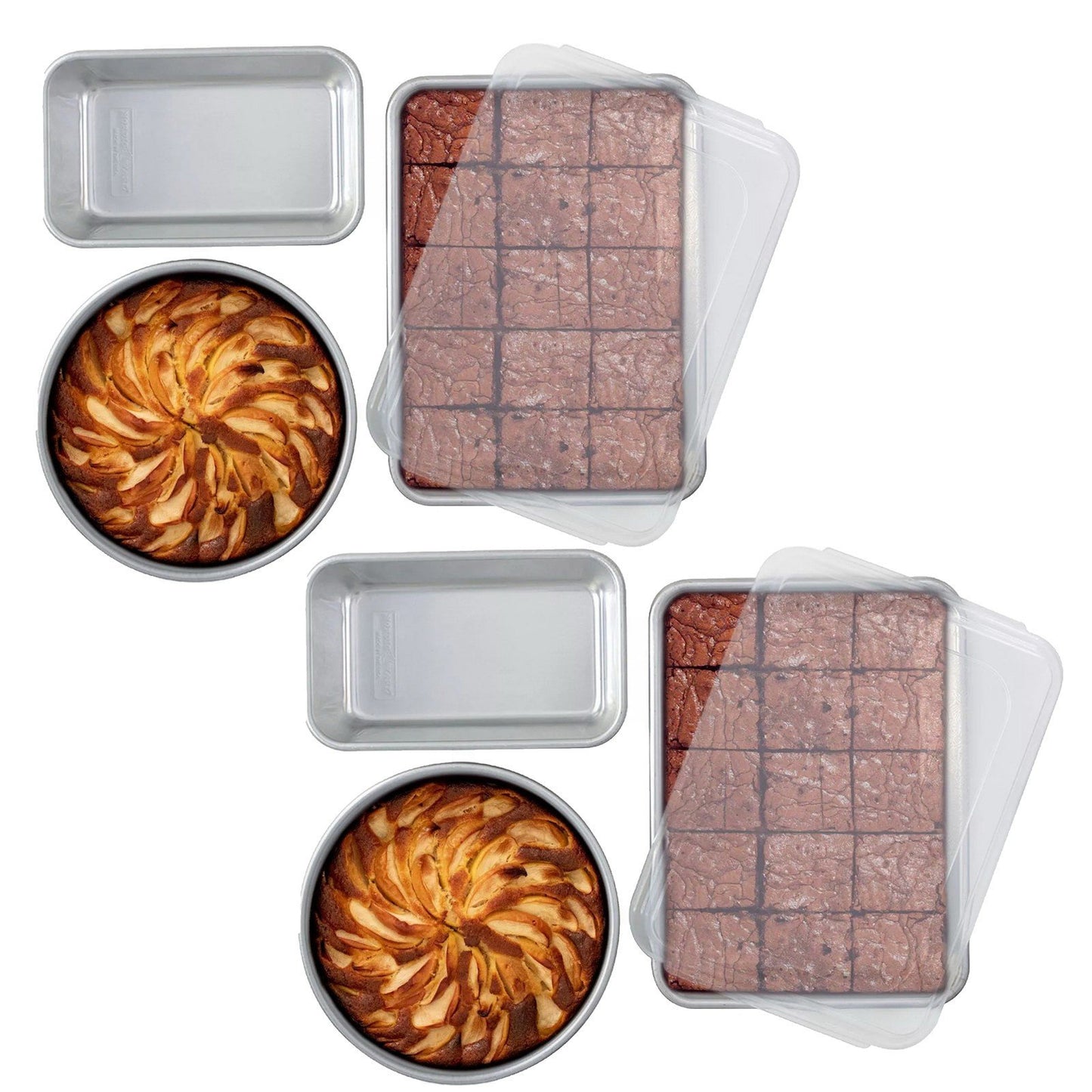Nordic Ware Baking Cake Pans Set 9"x13" Pan w/ Lid 9" Round Pan 1.5 lb Loaf Pan