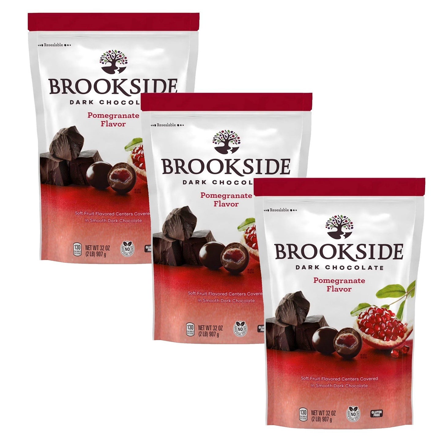 Brookside Dark Chocolate with Pomegranate Flavored Centers 1 2 or 3 32 oz bags