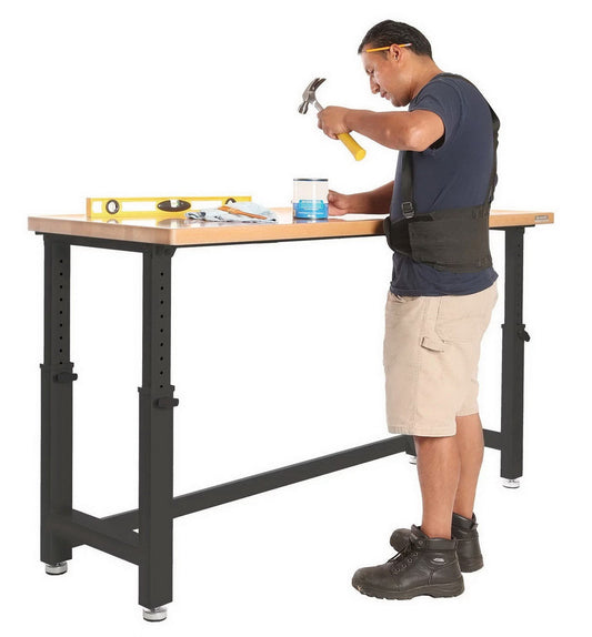 Adjustable Height Workbench Work Table Bench 72" Heavy Duty Wood Top Black