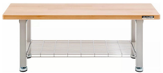 48" Wood Top Seating Bench with Chrome Steel Wire Storage Shelf