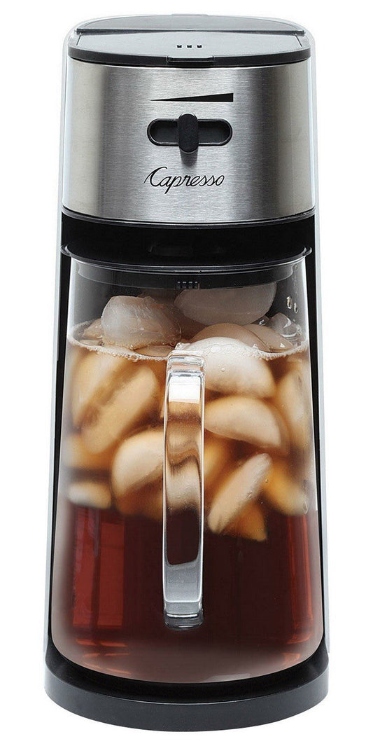 Capresso Stainless Steel Iced Tea Maker 80 oz Glass Pitcher One Button Operation