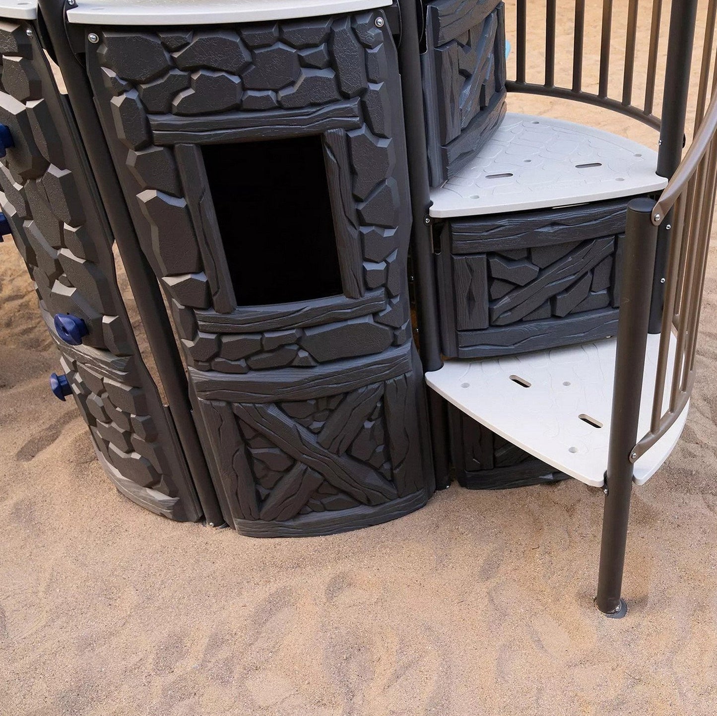 Huge Castle Clubhouse Playground Playset with Swing Spiral Slide Climbing Wall