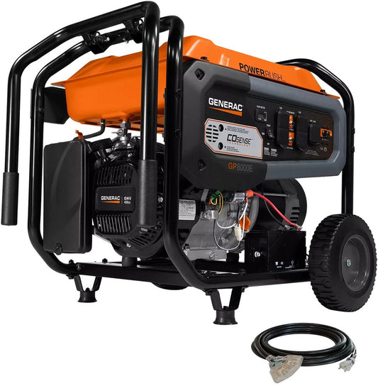 Generac Portable Gas Power Generator 8,000 Watts Electric Start and Cord